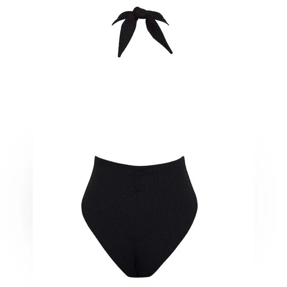 MONTCE Black Rib Tropez Tie-Up One-Piece, Black, Medium , $218 - Picture 6 of 14